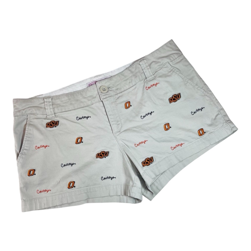 e5 College Classics OSU Cowboys All Over Print Embroidered Low Rise Khaki Short